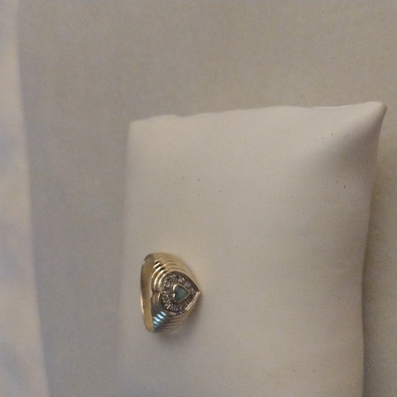 SOLID 14KT GOLD Diamond Emerald Ring Signet Style Ring - Picture 7 of 8